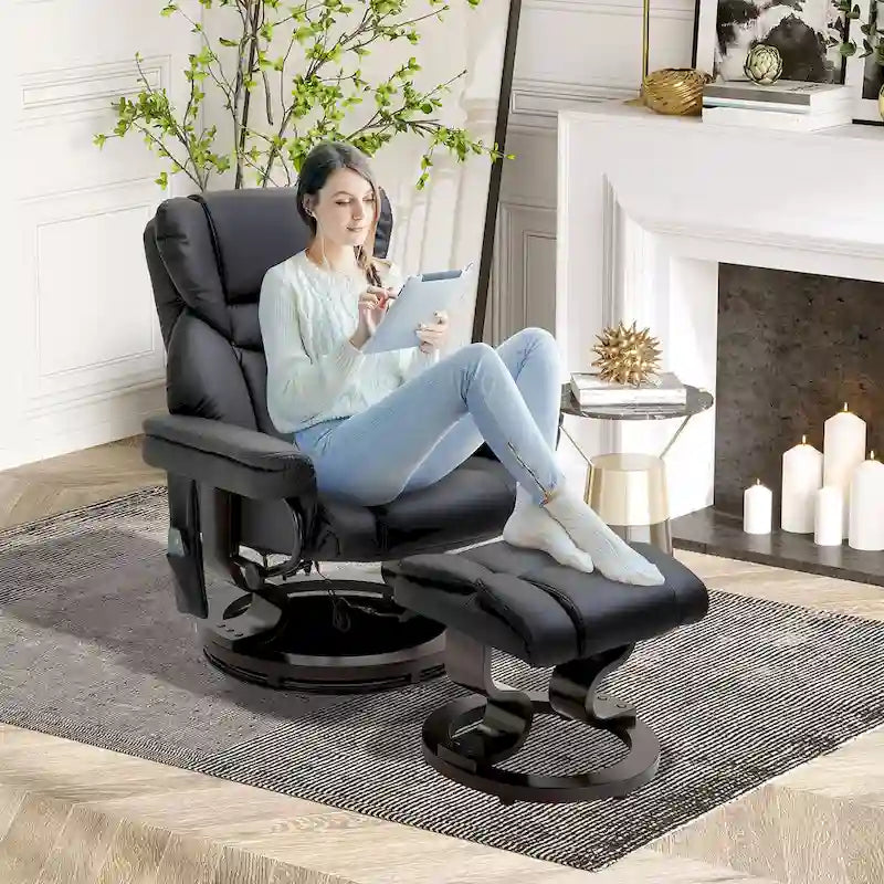 Fauteuil de massage inclinable HOMCOM avec repose-pieds ottoman