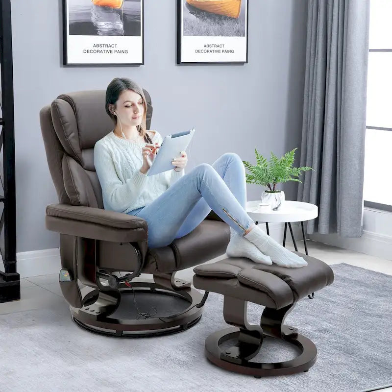 Fauteuil de massage inclinable HOMCOM avec repose-pieds ottoman