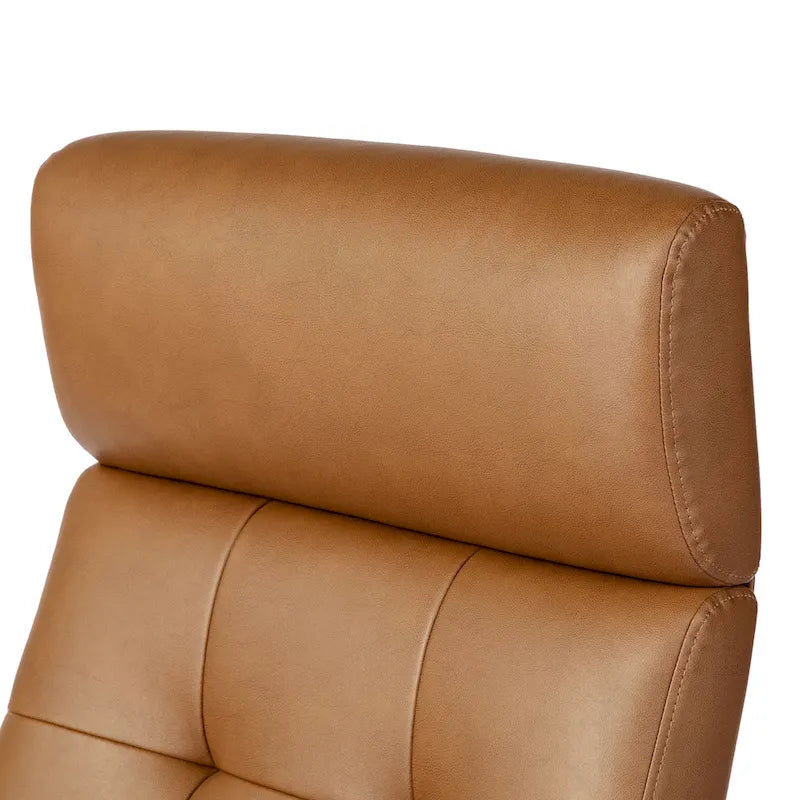 Fauteuil de bureau pivotant à dossier haut réglable en similicuir marron Glitzhome, style moderne du milieu du siècle, avec accoudoirs et vérin à gaz