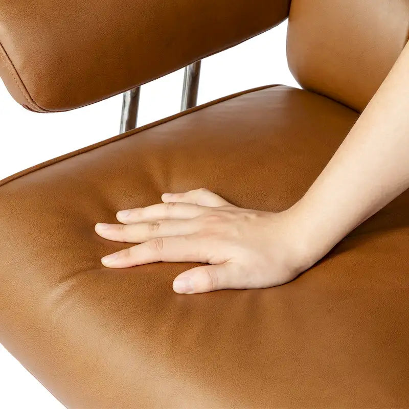 Fauteuil de bureau pivotant à dossier haut réglable en similicuir marron Glitzhome, style moderne du milieu du siècle, avec accoudoirs et vérin à gaz
