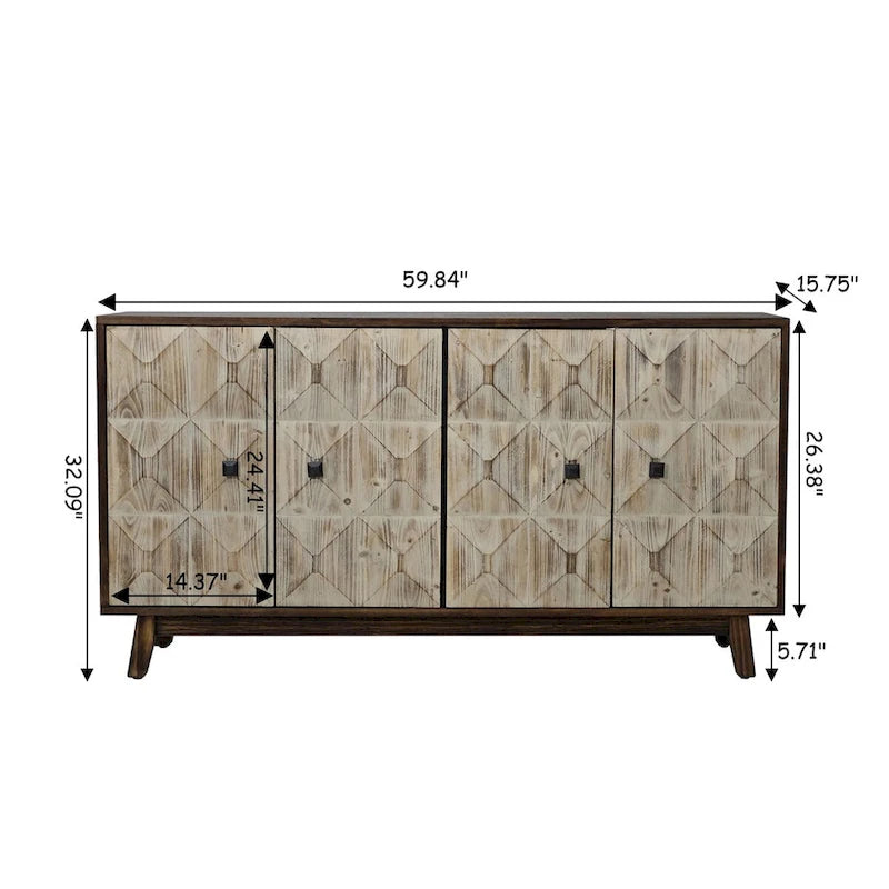 Buffet vintage à 59 844 portes, buffet autoportant, meuble de rangement