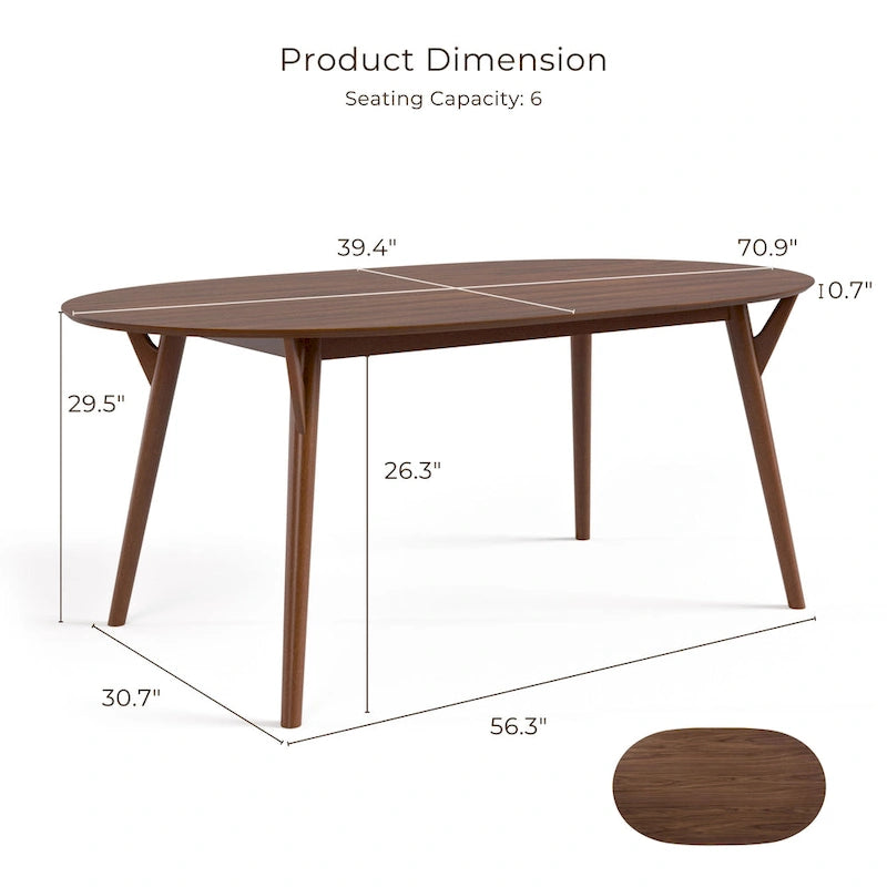 Ensemble de salle à manger 7 pièces Beau II en noyer style milieu du siècle de Furniture of America
