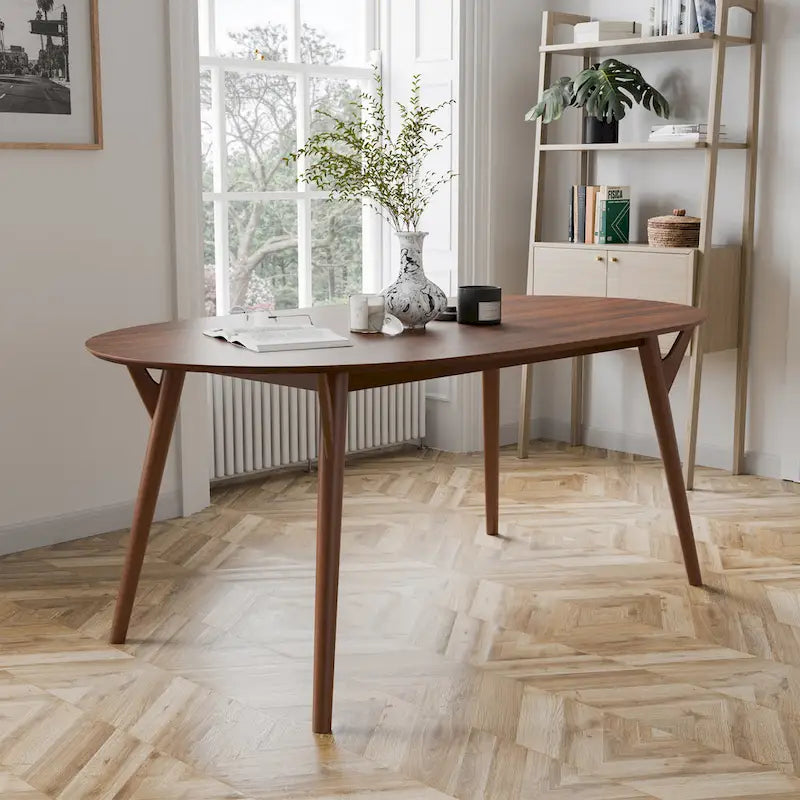 Ensemble de salle à manger 7 pièces Beau II en noyer style milieu du siècle de Furniture of America