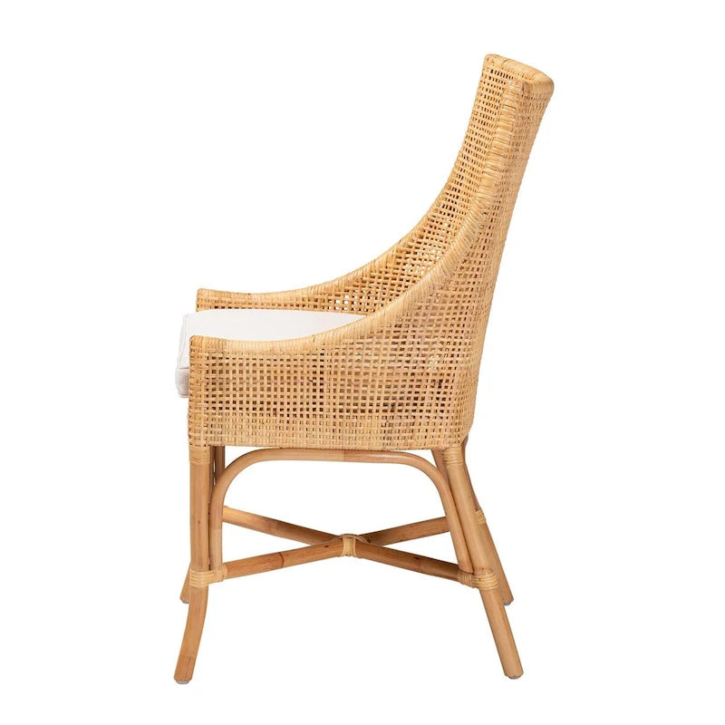 Chaise de salle à manger Bella Modern Bohemian en rotin marron naturel