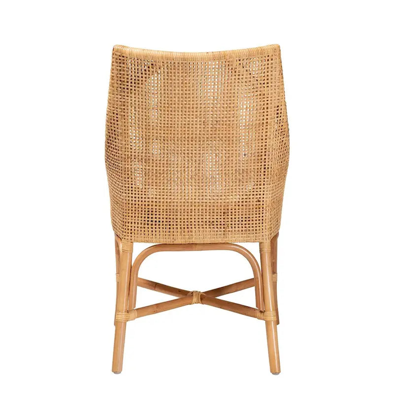 Chaise de salle à manger Bella Modern Bohemian en rotin marron naturel