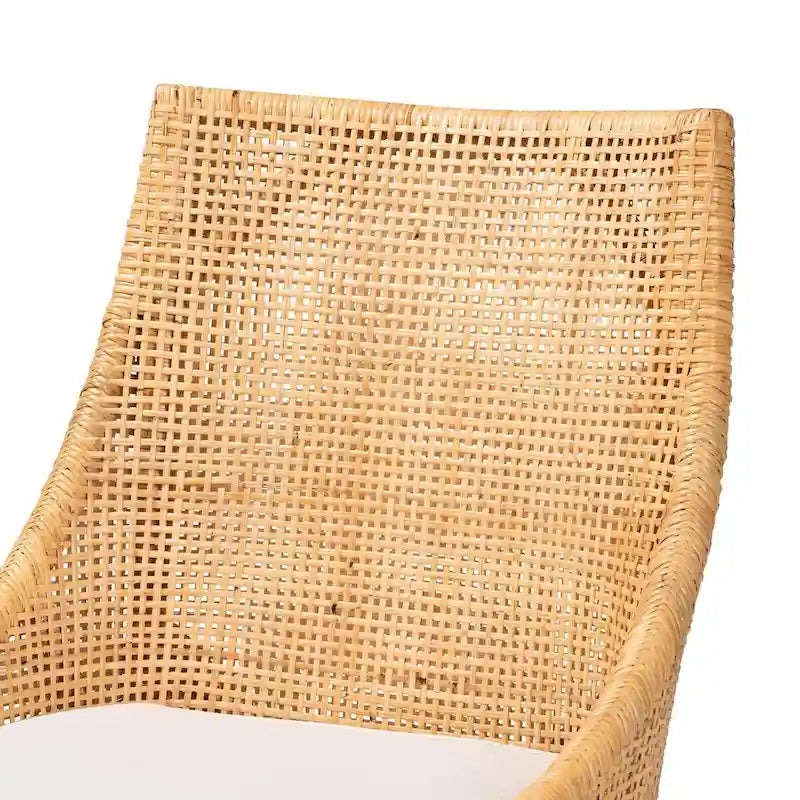 Chaise de salle à manger Bella Modern Bohemian en rotin marron naturel
