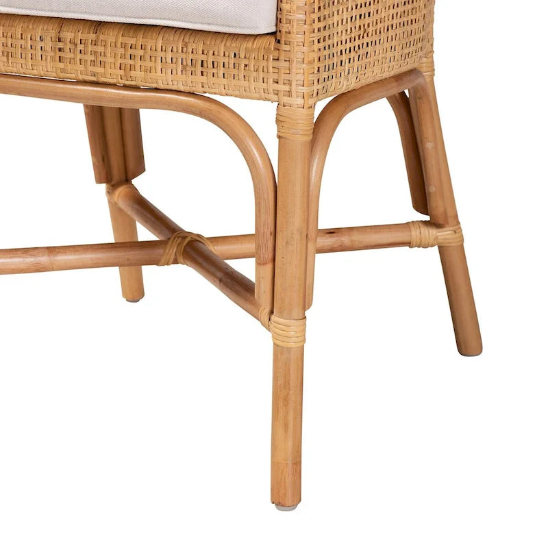 Chaise de salle à manger Bella Modern Bohemian en rotin marron naturel