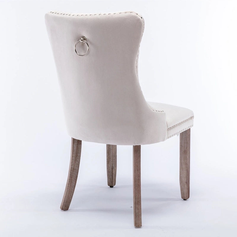 Ensemble de 2 chaises de salle à manger capitonnées en velours avec pieds en bois