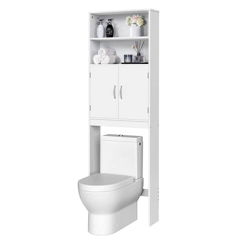 Organisateur de salle de bain Yaheetech à 2 étagères, à placer au-dessus des toilettes, avec double porte