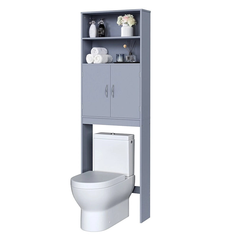 Organisateur de salle de bain Yaheetech à 2 étagères, à placer au-dessus des toilettes, avec double porte