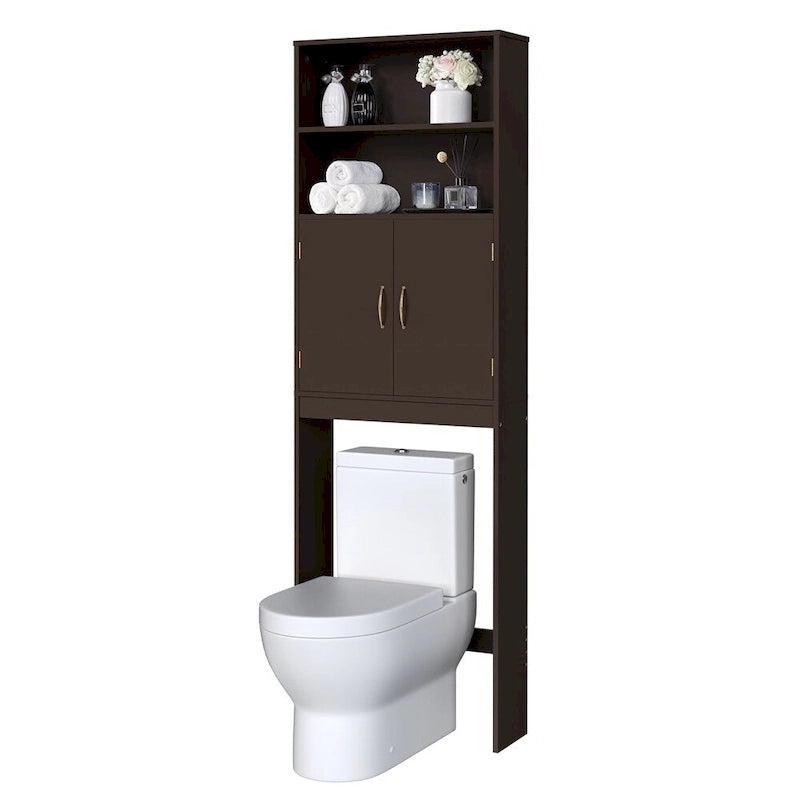 Organisateur de salle de bain Yaheetech à 2 étagères, à placer au-dessus des toilettes, avec double porte