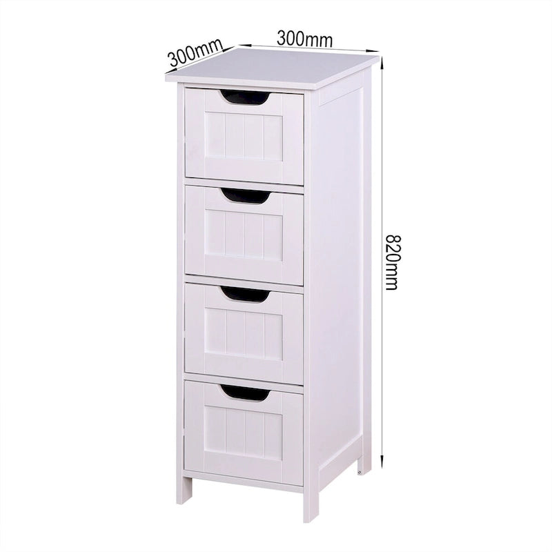 Meuble de rangement blanc pour salle de bain, meuble indépendant avec tiroirs