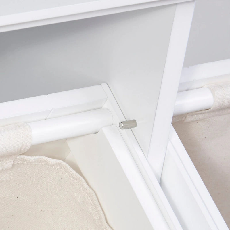 Armoire à linge double basculante RiverRidge Ellsworth avec sac de rangement amovible en tissu - Blanc