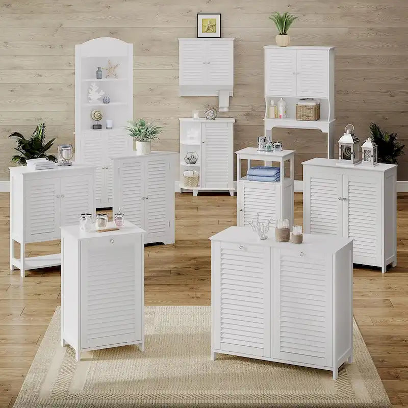 Armoire à linge double basculante RiverRidge Ellsworth avec sac de rangement amovible en tissu - Blanc