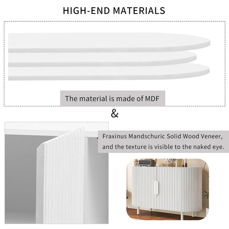 Buffet en MDF de haute qualité de 47,80 pouces avec étagères réglables - 47,80 x 16,50