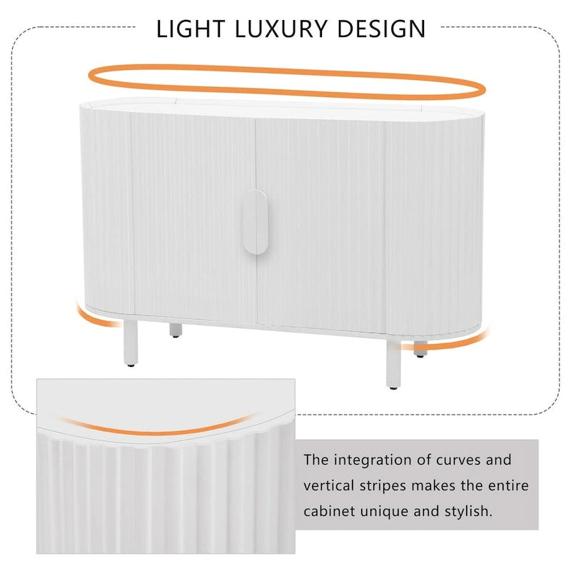 Buffet en MDF de haute qualité de 47,80 pouces avec étagères réglables - 47,80 x 16,50