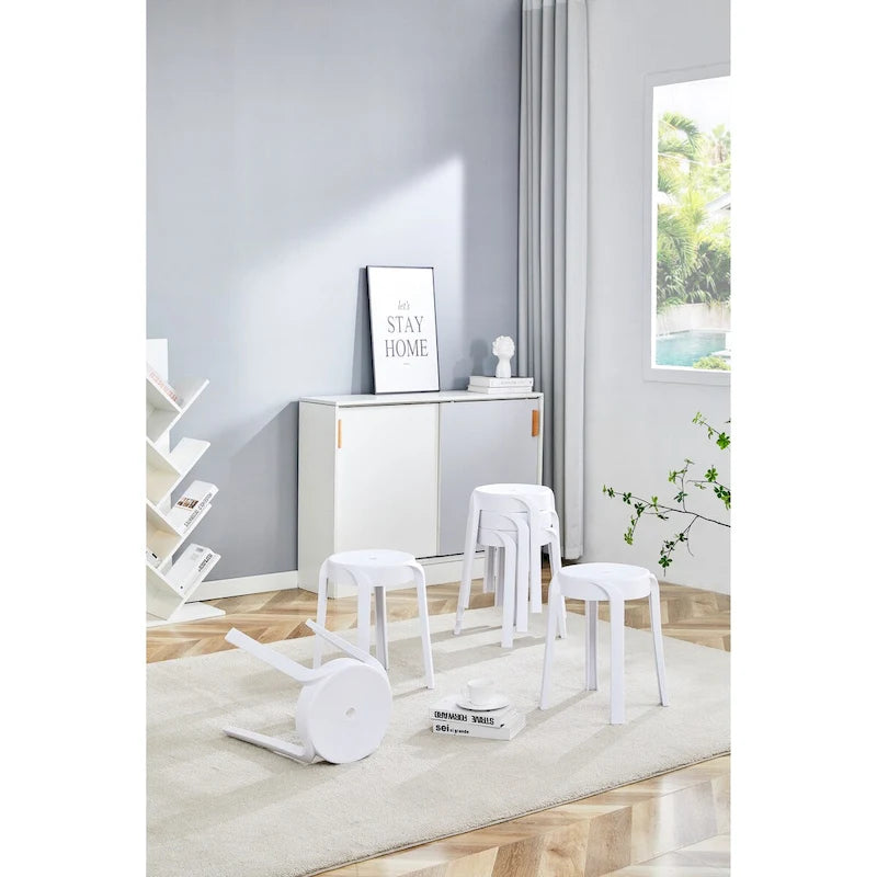 Lot de 6 tabourets empilables pour salle de classe, tabourets en plastique, tabourets gigognes, tabourets ronds colorés, tabourets d'assise flexibles pour intérieur et extérieur