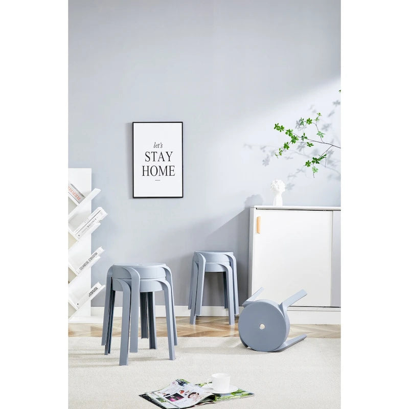 Lot de 6 tabourets empilables pour salle de classe, tabourets en plastique, tabourets gigognes, tabourets ronds colorés, tabourets d'assise flexibles pour intérieur et extérieur