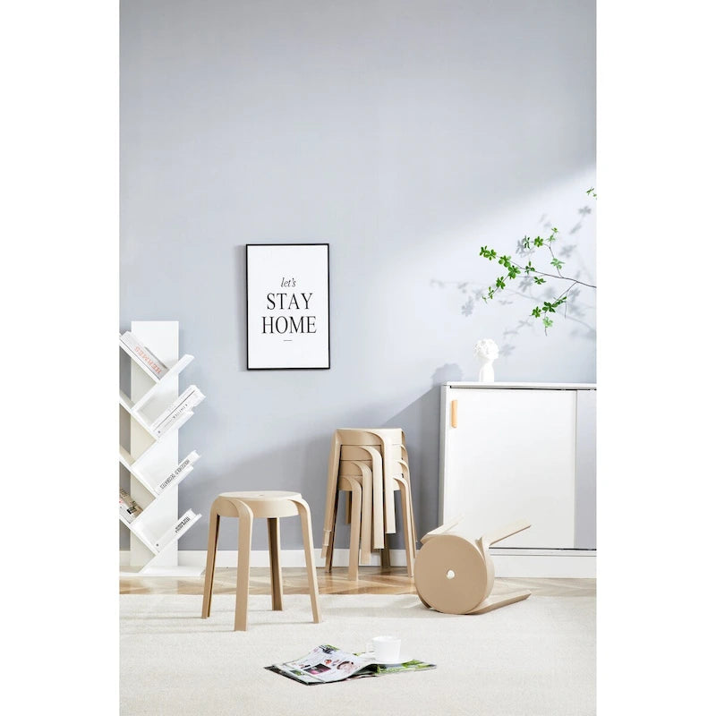 Lot de 6 tabourets empilables pour salle de classe, tabourets en plastique, tabourets gigognes, tabourets ronds colorés, tabourets d'assise flexibles pour intérieur et extérieur