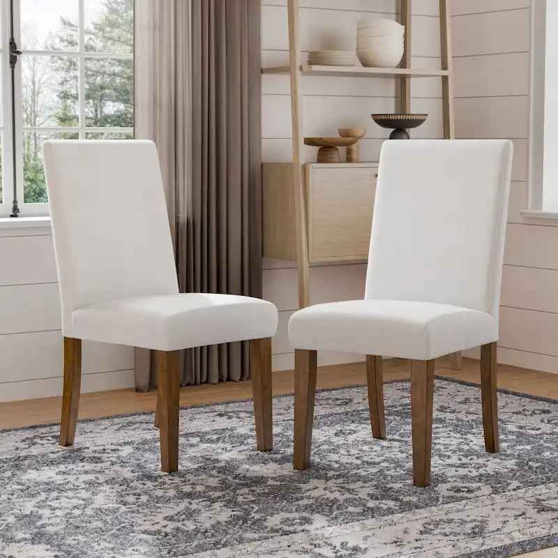 Chaises de salle à manger rembourrées en tissu ivoire rustique Drystan de Furniture of America (ensemble de 2)