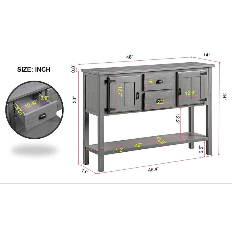 Console buffet 48 avec 2 tiroirs - Non disponible