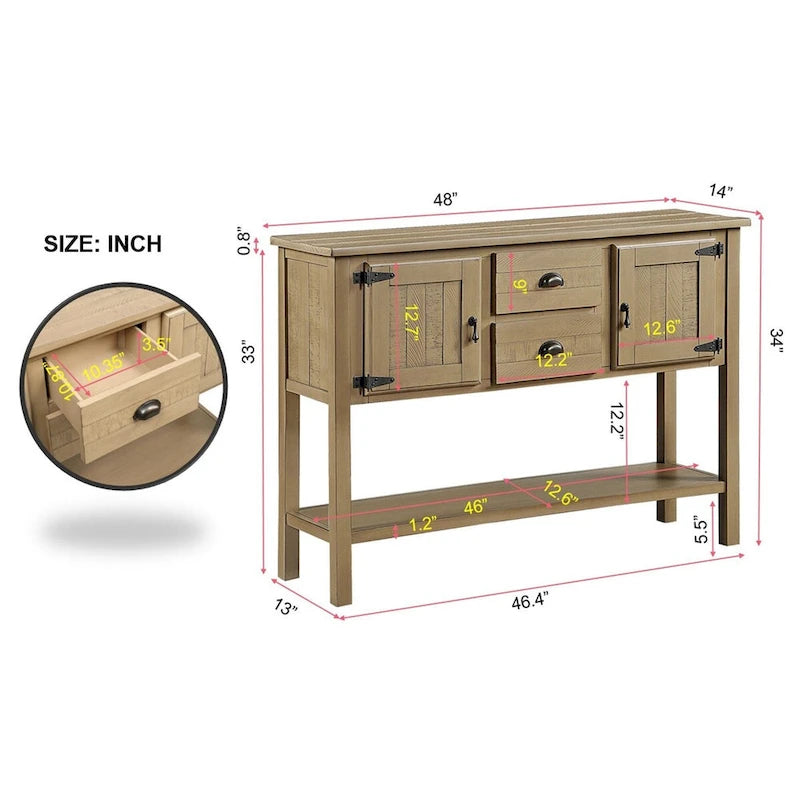 Console buffet 48 avec 2 tiroirs - Non disponible