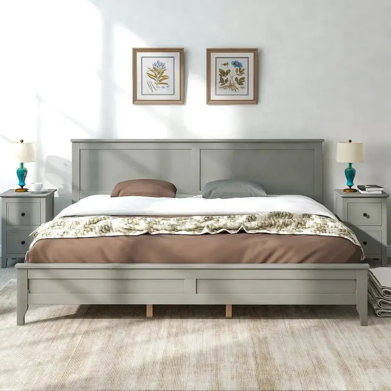 Lit plateforme moderne en bois massif