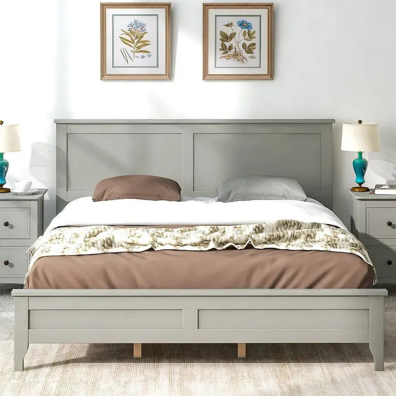 Lit plateforme moderne en bois massif