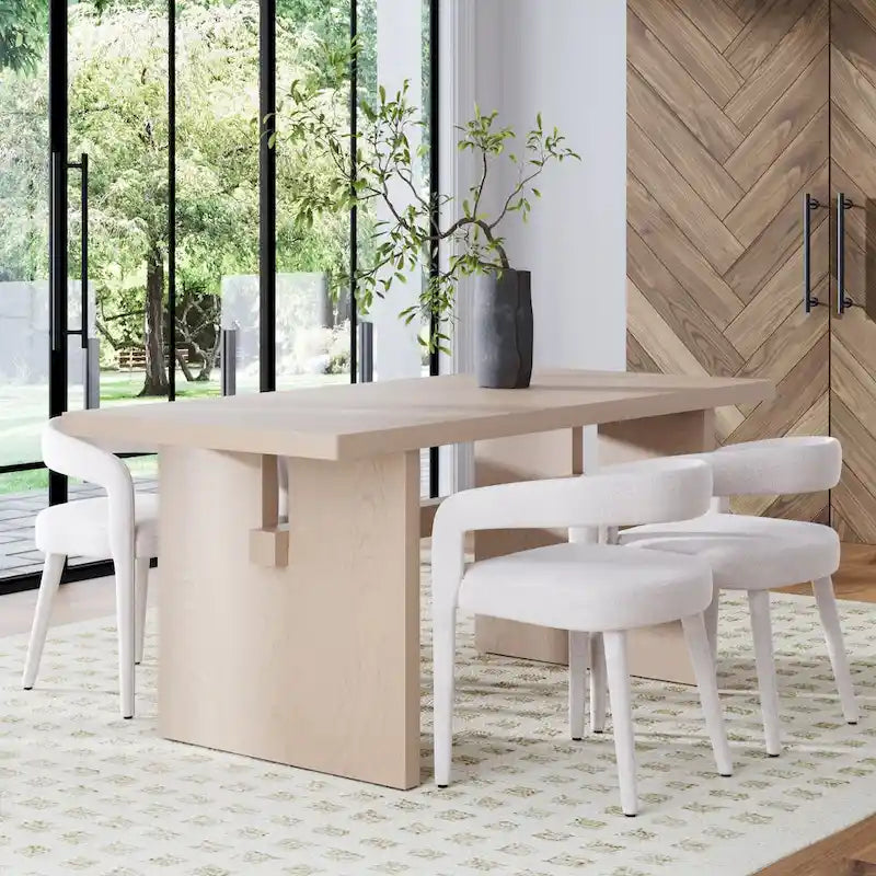 Table de salle à manger moderne Briggs pour 6 personnes, petite table rectangulaire avec pieds en bois massif