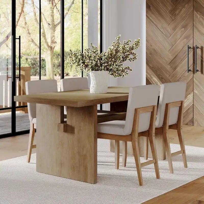 Table de salle à manger moderne Briggs pour 6 personnes, petite table rectangulaire avec pieds en bois massif