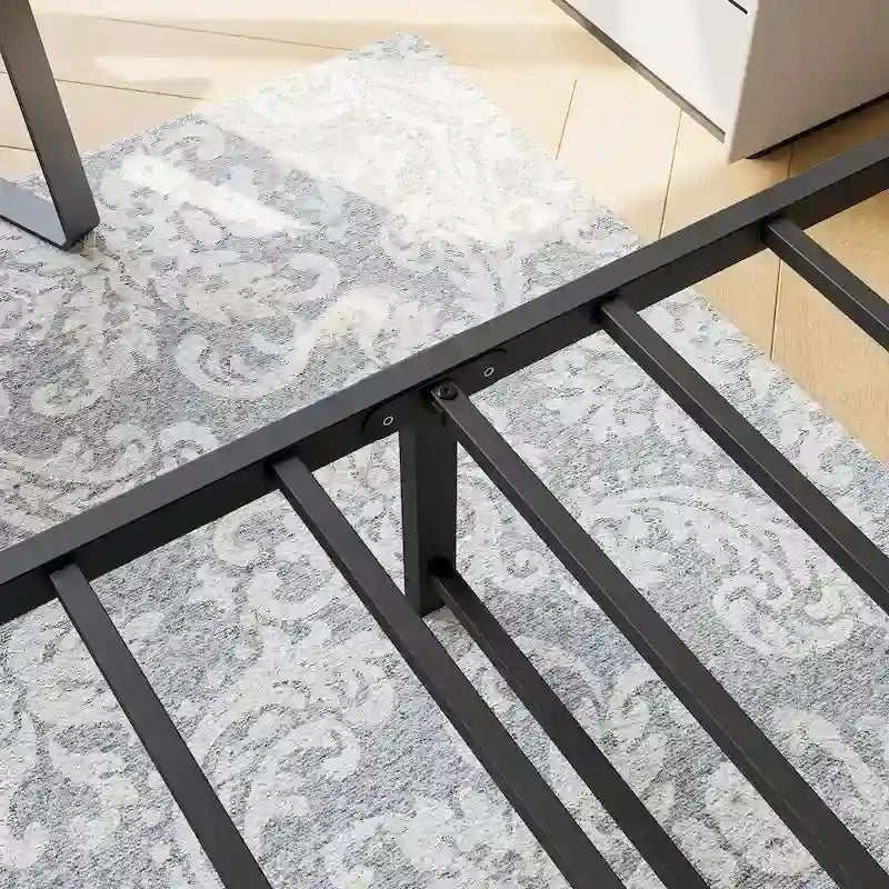 Cadre de lit plateforme avec tête de lit en bois, rangement sous le lit, antidérapant