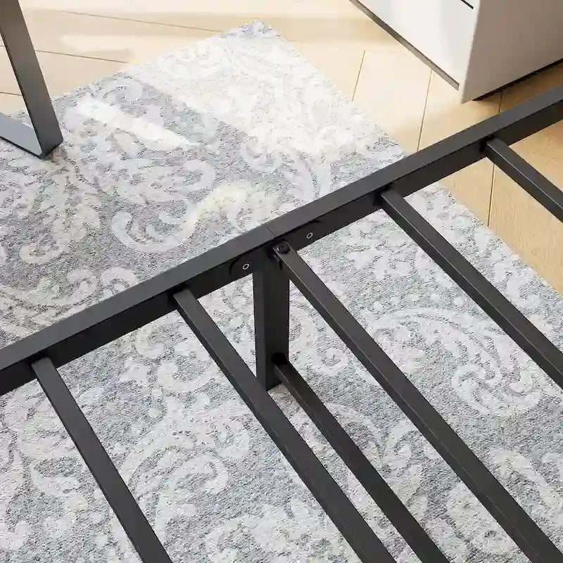 Cadre de lit plateforme avec tête de lit en bois, rangement sous le lit, antidérapant