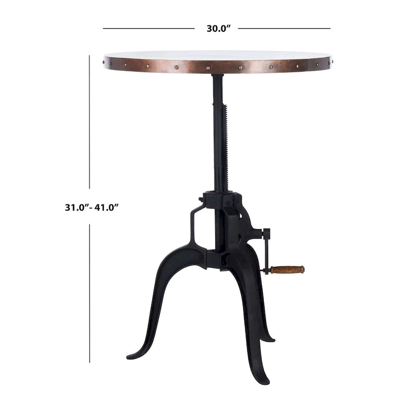 Table à manivelle SAFAVIEH Robyn noire - 30 cm x 30 cm x 31 cm (L x P x H)