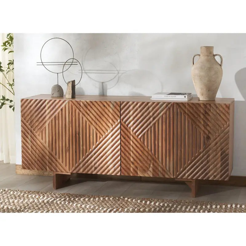 Buffet en bois SAFAVIEH Couture Hewitt à 4 portes - 173 cm (L) x 46 cm (P) x 76 cm (H)