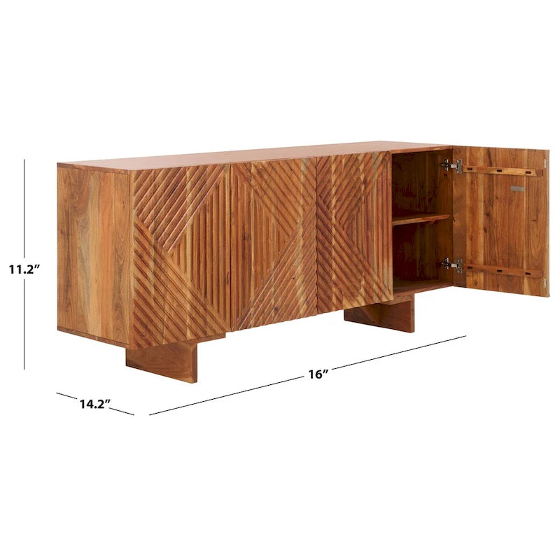 Buffet en bois SAFAVIEH Couture Hewitt à 4 portes - 173 cm (L) x 46 cm (P) x 76 cm (H)